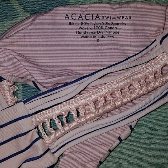 Acacia swim cape cod stripe pikake bikini bottom S - Picture 5 of 5